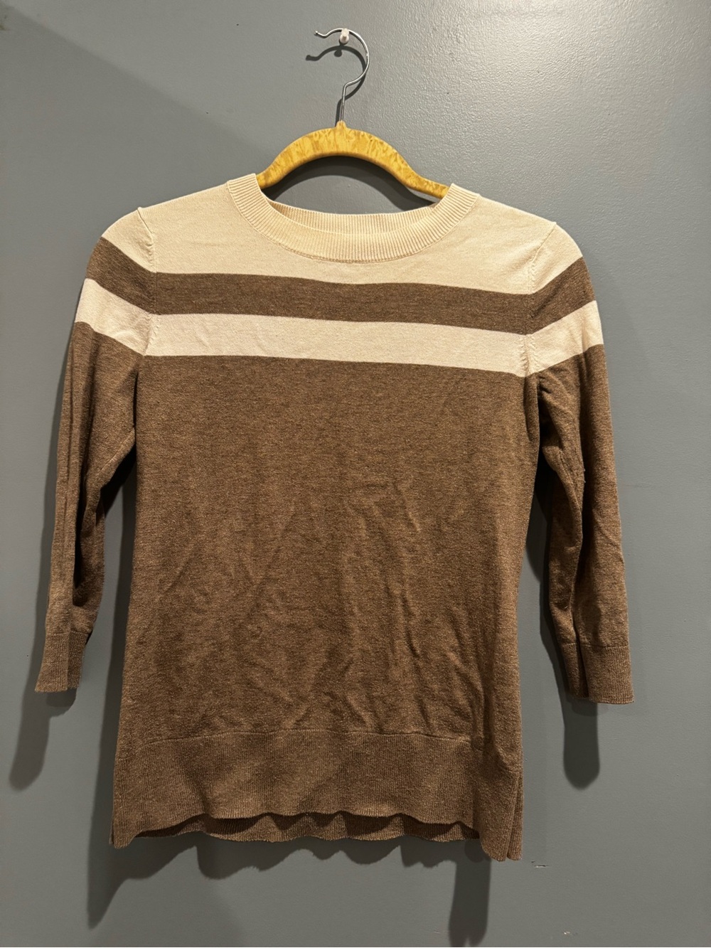 Vintage Banana Republic Brown Cream Striped Sweater Top Size S Y2K